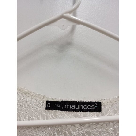 Vintage Maurices Womens Tunic Top Size 0X Gray Metallic Dolman Crochet Sheer Y2K - Picture 3 of 8